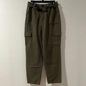 a.n.a Tapered Cargo Pants Size 10 Olive Tencel Blend Butter Soft Casual Trousers